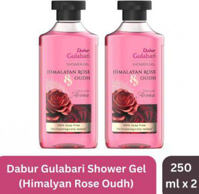 Dabur Gulabari Body Wash Shower Gel - Himalayan Rose & Oudh | 100% Soap free (2 x 250 ml)