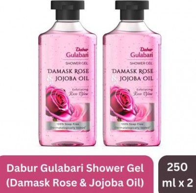 Dabur Gulabari Body Wash Shower Gel (Combo Pack) - Damask Rose & Jojoba Oil | 100% Soap free  (2 x 250 ml)