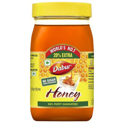 Dabur Honey: 100% Pure World’s No.1 Honey Brand with No Sugar Adulteration – 500gm (Get 20% Extra)