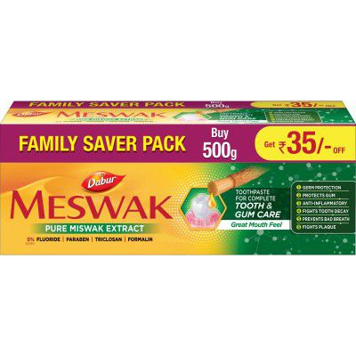 Dabur Meswak Complete Oral Care Toothpaste 500gm (2 * 200gm + 1 * 100gm)