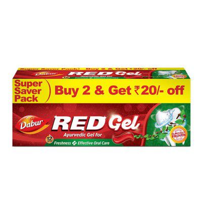 Dabur Red Gel Ayurvedic Toothpaste - 300g (150g x 2, Pack of 2)