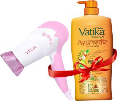 Dabur Vatika Studio Collection - Ayurvedic Shampoo -1L with Vega Hair Dryer Combo