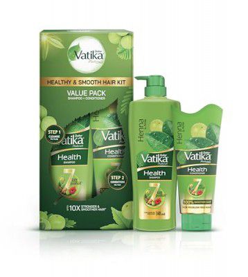 Dabur Vatika Health Shampoo - 340 ml & Conditioner - 180 ml Value Pack | For 10X Stronger & Smoother Hair | Repairs Hair Damage, Controls Frizz | For All Hair Types | Goodness of Henna & Amla