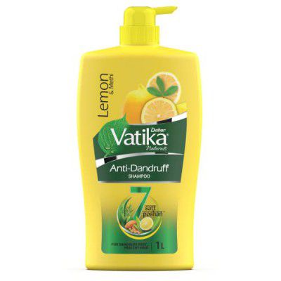 Dabur Vatika Lemon Anti-Dandruff Shampoo - 1L | Reduces Dandruff from 1st wash