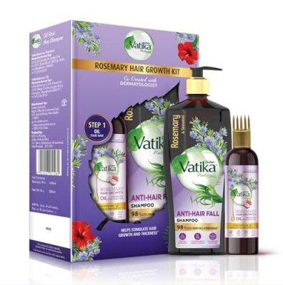 DABUR Vatika Rosemary Anti-Hair Fall Shampoo + Rosemary Hair Growth Oil | Hair Growth Kit - Reduces Hairfall | 98% Less Hair Fall And Breakage (Pack Of 2)