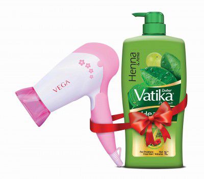 Dabur Vatika Studio Collection - Health Shampoo-1L with Vega Hair Dryer Combo