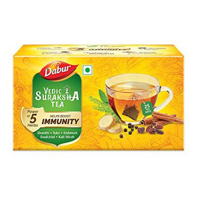 Dabur Vedic Suraksha Black Tea - 25 tea bags | Immunity Booster| with the Goodness of 5 Ayurvedic Herbs