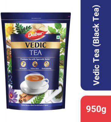 Dabur Vedic Tea | Premium Tea with 30+ Ayurvedic herbs | Soulful Aroma & Rich Taste Black Tea Pouch (950 g)