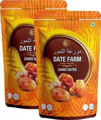 Date Farm Zahidi Luxury & 100% Natural Khajur, Boosts Immunity, Arabian Wet Dates (2 x 500 g)