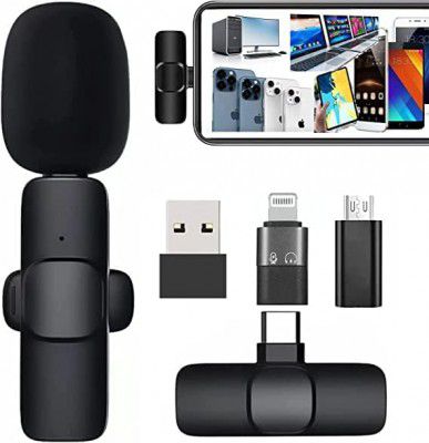 DDLC Wireless Lavalier Microphone Mic System for YouTube Facebook Live Stream, Instagram Reels Video Recording Vlog for Type-C Android & iPhone (k8)