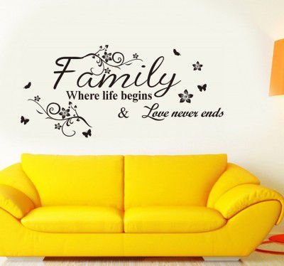 Decals Design Family Where Life Begins Wall Sticker (60 cm x 45 cm)