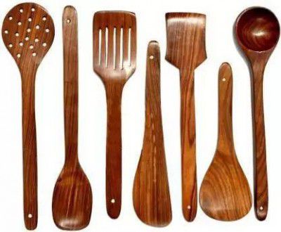 Decorasia Wooden Spatula (Pack of 7) Disposable Wooden Serving Spoon Set