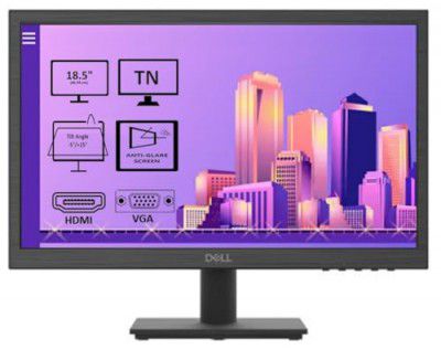 Dell-D1918H (47 cm) HD Monitor 1366 X 768 at 60Hz, TN Panel, Brightness 200 cd/m², Contrast Ratio 600:1, 16.7m Colours, Colour Gamut 72% NTSC (CIE 1931), Anti-Glare, Flicker Free, 3 Year Warranty