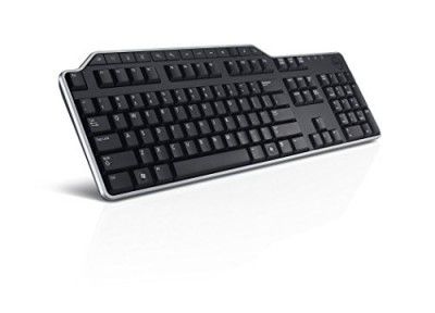 Dell KB522 Business Wired Keyboard, Quiet Acoustics, 7 Programmable Hot Keys, Multimedia Keys, Two USB Ports for Expanded Connectivity, Spill-Resistant & with Palm Rest - Black