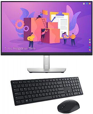 Dell Professional 24 inches, Full HD Monitor - KM5221W Pro Wireless USB Keyboard and Mouse Set Quiet Keyboard, Full-Sized Keyboard