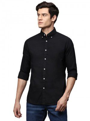 Dennis Lingo Men's Solid Slim Fit Cotton Casual Shirt