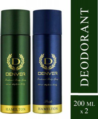 DENVER Hamilton and Pride Combo Deodorant Spray - For Men (400 ml, Pack of 2)