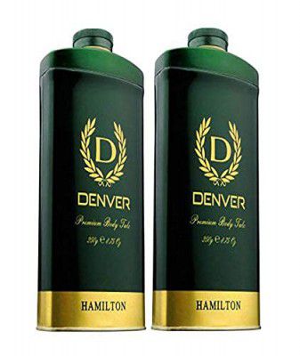 DENVER Hamilton Premium Body Talc - 300GM Each (Pack of 2) | Scented Talcum Powder for Men