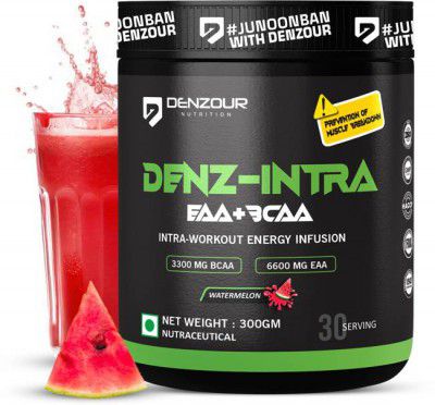 DENZOUR NUTRITION Denz- Intra Workout Powder Energy Infusion Formula with 3300mg BCAA, 6600mg EAA BCAA  (300 g, Watermelon)