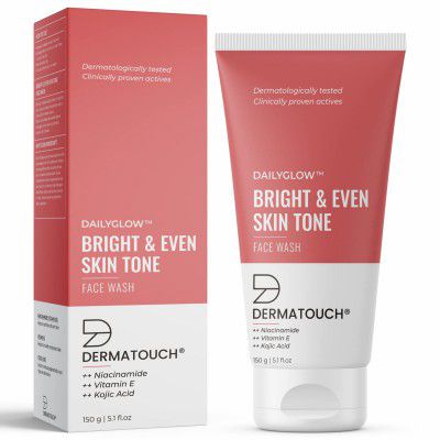 DERMATOUCH Bright & Even Tone Face Wash with Niacinamide, Vitamin E and Kojic Acid 150G