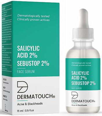 DERMATOUCH Salicylic Acid 2% w/w Sebustop 2% Face Serum | For Acne & Blackheads | Specially for Acne-prone & Oily Skin | 15ml