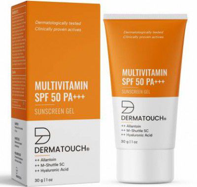 Dermatouch Sunscreen - SPF 50 PA+++ Multivitamin Gel | UVA-UVB Protection | Zero White Cast  (30 g)