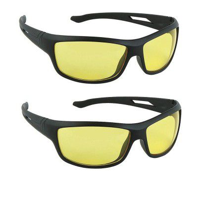 Dervin Unisex Wrap Sunglasses ( Yellow, Pack of 2 )