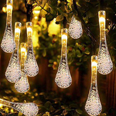 Desidiya® Fairy 14 Water LED Drop String Lights for Diwali, Birthday, Festival, Wedding, Party for Home, Patio, Lawn, Restaurants Home Decoration (Warm White-Plug-in)