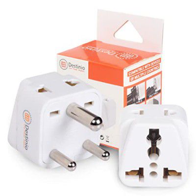 Destinio World (USA, UK, Canada, Europe, and More) to India Travel Adapter Plug - Type D, 10 Year Warranty, UK to India