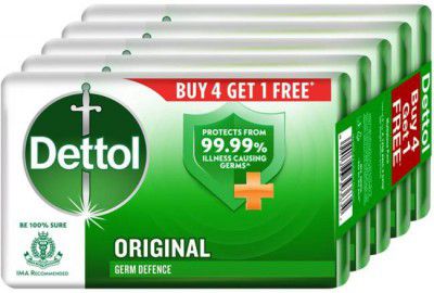 Dettol Bathing Soap Bar, Original  (4 x 125 g)