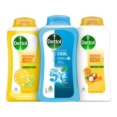 Dettol Body Wash and Shower Gel for Women and Men, (Cool, Refresh, Nourish), Pack of 3-250ml each