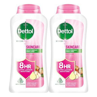 Dettol Body Wash and Shower Gel for Women and Men, Nourish (Pack of 2-250ml each) | Soap -Free Bodywash | 8h Moisturization