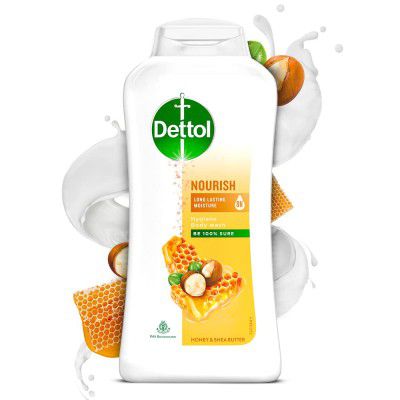 Dettol Body Wash and Shower Gel for Women and Men, Nourish - 250ml | Soap-Free Bodywash | 8h Moisturization