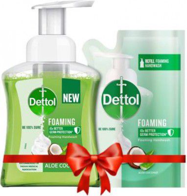 Dettol Foaming Handwash Pump + Refill Combo, Aloe Coconut (250ml + 200ml) Hand Wash Bottle + Refill  (450 ml)