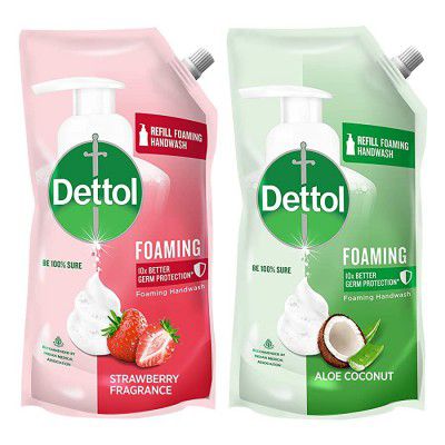 Dettol Foaming Handwash Refill Combo- Strawberry & Aloe coconut, (Pack of 2-700ml each)