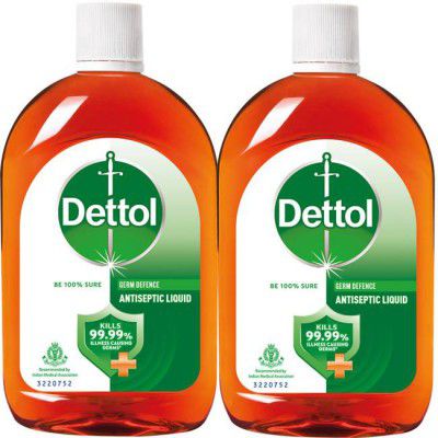 Dettol for First Aid , Surface Disinfection Antiseptic Liquid (2000 ml, Pack of 2)