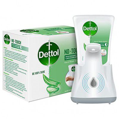 Dettol Handwash No-Touch Automatic Soap Dispenser Device with Aloe Vera Refill – 250ml | Aloe Vera & Moisturizer | 10X Better Protection from Germs