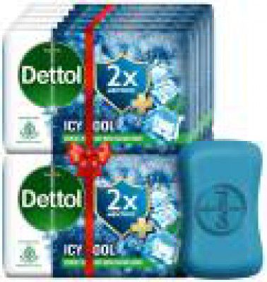 Dettol Icy Cool Bathing Soap Bar with 2X Menthol, (125gm-Packof 10)  (10 x 125 g)