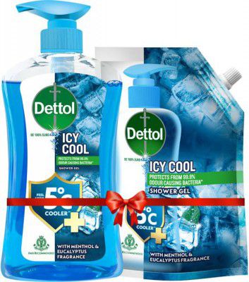 Dettol Icy Cool Shower Gel 500ml Pump With 450ml Refill (2 x 475 ml)