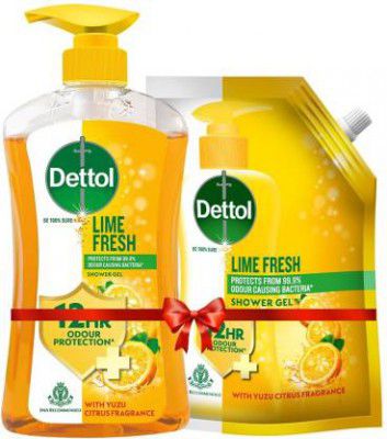 Dettol Lime Fresh Shower Gel 500ml Pump With 450ml Refill (2 x 475 ml)