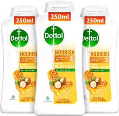 Dettol Nourish Body Wash, Honey & Shea Butter (3 x 250 ml)