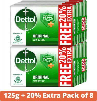 Dettol Original Germ Protection Bathing Soap,125gm + 20% Extra  (8 x 150 g)