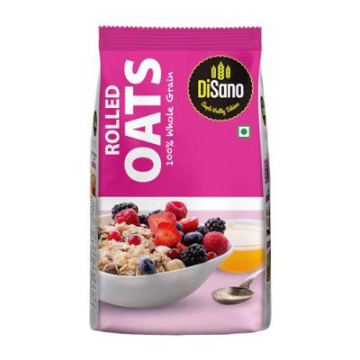 DiSano Rolled Oats 1kg, Jumbo Oats, 100% Whole Grain, High in Protein & Fibre, Healthy Breakfast Cereal