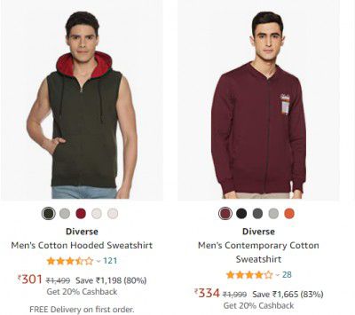 Diverse Men's Sweatshirt @ Minimum 80% Off