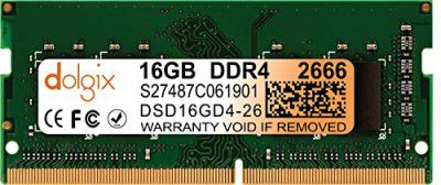 Dolgix 16GB DDR4 2666MHz Laptop/Notebook RAM (Memory) SO-DIMM |1Rx8 Single Rank | CL-19 | PC4-21333 | 3 Year Warranty 