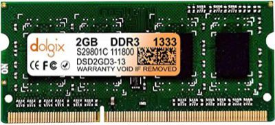 Dolgix 2GB DDR3 RAM | 1333MHz Laptop RAM | Notebook RAM (Memory) | CL-9 |SO-DIMM | PC3-10600 |1Rx8 Single Rank| 3 Year Warranty