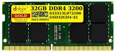 Dolgix Gold 32GB DDR4 3200MHz Laptop/Notebook RAM (Memory) SO-DIMM | PC4-25600, (2Rx8 Dual Rank) CL19, 5Years Warranty (Made in India)