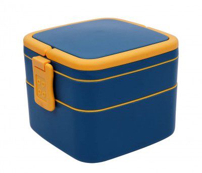 Double-Layer Square Lunch Box with Handle, 2 Compartment Tiffin with Handle & Push Lock