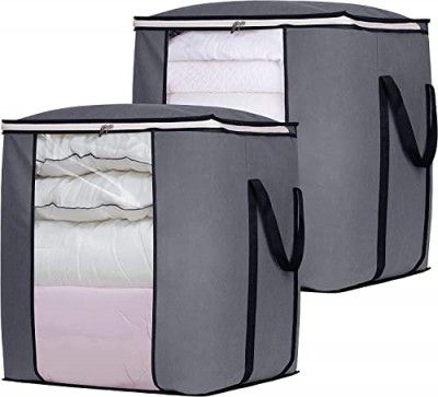 DOUBLE R BAGS Large Foldable Storage Bag Organizer Clothes Storage Container  (Pack of 2, Non-woven)