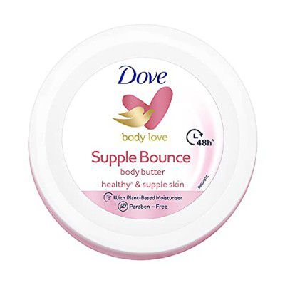 Dove Body Love Supple Bounce Body Butter Paraben Free, 48Hrs Moisturisation with Plant based Moisturiser Supple and Healthy Skin 245g